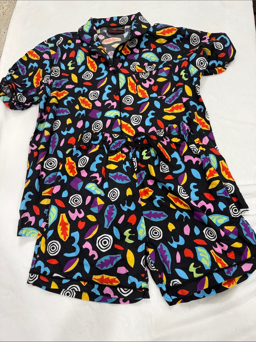 Netflix Stranger Things Black Multicolor Abstract Night Set Size M NWOT